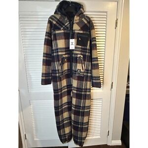 OnePiece Adult Fleece Jumpsuit Checkered Heavyweight Men's Large